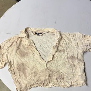 Cream Short Sleeve Button-Up Shirt